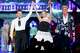 Producer Robyn Chauvin takes bow with c0-chairs David Chadd (left) and David White after the runway finale during the House of DIFFA gala in Dallas, Saturday, May 9, 2026.