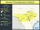 The highlighted area is under a severe thunderstorm watch until midnight Sunday night.