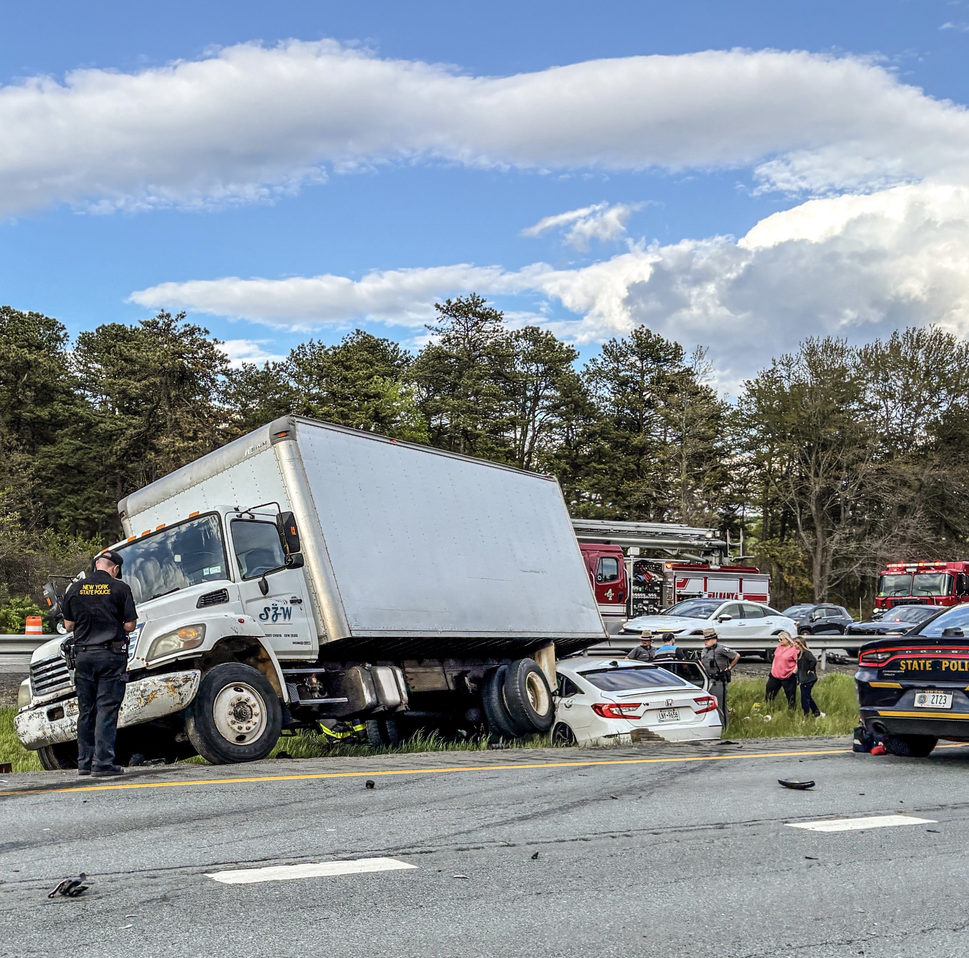 State Police charge box truck driver in Thruway crash