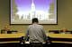 A person speaks during the Town Council meeting at Fairview Town Hall on Tuesday, April 29, 2025. The Fairview council approved a permit for the Church of Jesus Christ of Latter-day Saints to build the Fairview Texas Temple.