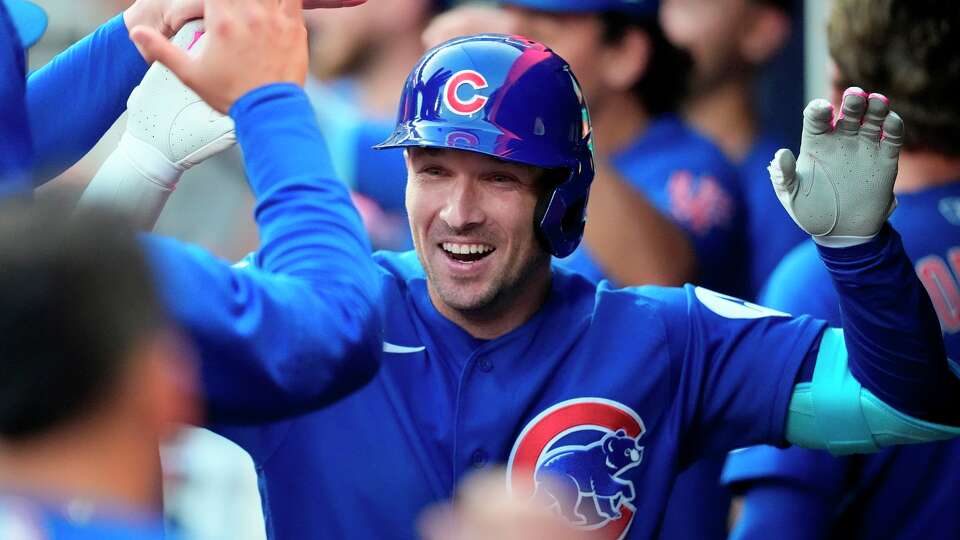 Chicago Cubs' Alex Bregman (3) celebrates hitting a solo homerun against the Atlanta Braves in the third inning of a baseball game, Tuesday, May 12, 2026, in Atlanta.