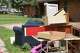 A pile of furniture is piled in a public housing subdivision in Port Isabel, Texas, on April 13, 2026.