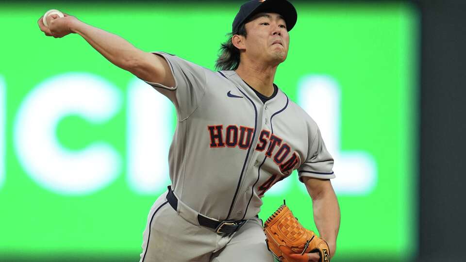 Houston Astros starting pitcher Tatsuya Imai delivers during the fourth inning of a baseball game against the Minnesota Twins, Monday, May 18, 2026, in Minneapolis. (AP Photo/Abbie Parr)