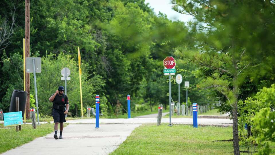 The Columbia Tap Trail is shown during the Impact Houston 26 tour of the Green Corridor in Houston, Tuesday, May 19, 2026. The tour highlighted innovative environmental solutions, expanded green space, and enhanced infrastructure being implemented for the FIFA World Cup that will leave a lasting legacy.