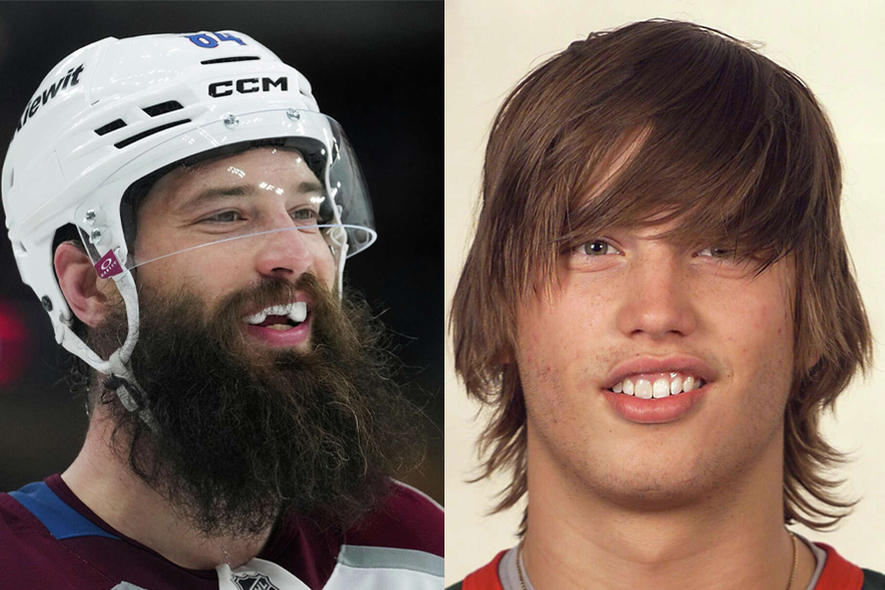 Colorado Avalanche defenseman Brent Burns, pictured at right during his time with the Aeros, is the only former Houston player remaining in the Stanley Cup playoffs.