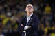 INDIANAPOLIS, INDIANA - APRIL 06: Head coach Dan Hurley of the UConn Huskies looks on after being defeated by the Michigan Wolverines 69-63 in the National Championship of the 2026 NCAA Men's Basketball Tournament.