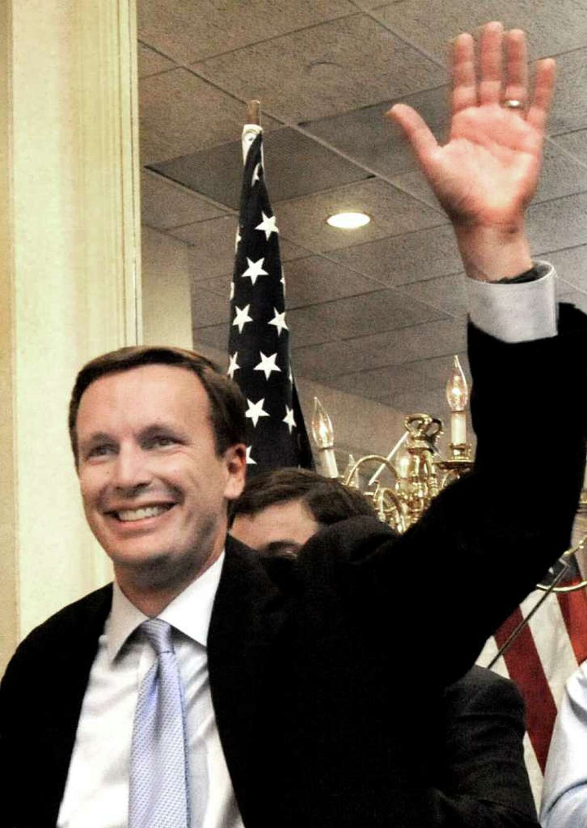 Chris Murphy announces victory at his Waterbury Headquaters on election night, Tuesday, Nov. 2, 2010. On Monday he said he is considering running for Joe Liberman's Senate seat.