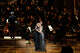 Lise Lindstrom (as Brunnhilde) and Daniel Johansson (Siegfried) embrace as music director Fabio Luisi conducts the Dallas Symphony Orchestra in Richard Wagner's "Siegfried" at the Meyerson Symphony Center on Oct. 5, 2024. A 13-CD set of the full "Ring" Cycle performed by the DSO is now available.