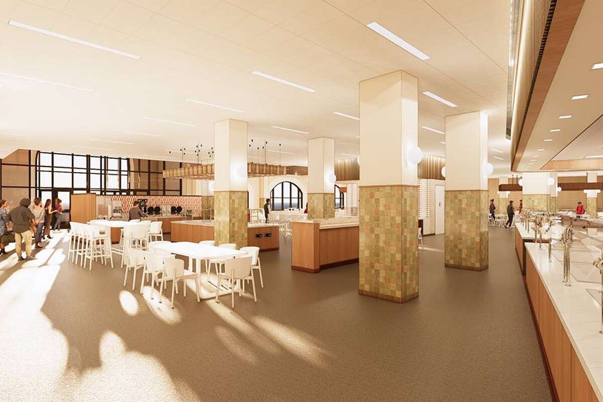 Rendering of dining facility at Juniper and Verbena halls. 
