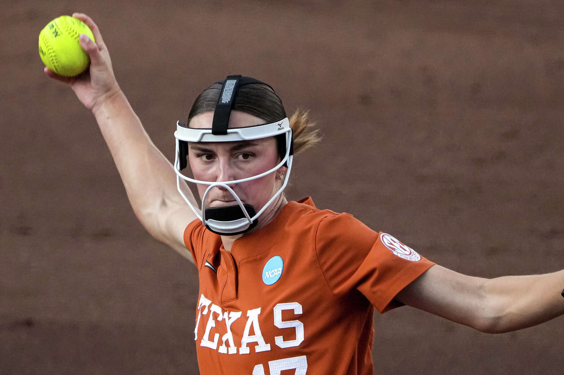 Texas Longhorns pitcher Teagan Kavan (17) throws a pitch during the NCAA Softball Championship Super Regional against Arizona State at Red & Charline McCombs Field on Saturday, May 23, 2026 in Austin.