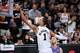 San Antonio Spurs forward Victor Wembanyama (1) scores a basket on the Oklahoma City Thunder during the second half of Game 4 in the Western Conference finals NBA basketball playoffs series in San Antonio, Sunday, May 24, 2026.