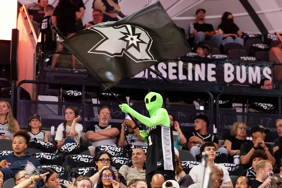 Fans cheer during Game 4 of the Western Conference Finals at Frost Bank Center in San Antonio on Sunday, May 24, 2026.
