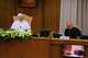 Pope Leo XIV listens to Cardinal Víctor Manuel Fernández, prefect of the Dicastery for the Doctrine of the Faith, right, during the presentation of Pope Leo XIV's first encyclical, "Magnifica humanitas: On Safeguarding the Human Person in the Time of Artificial Intelligence," at the Vatican, Monday, May 25, 2026.