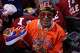 Spike Lee holds an autographed shoe before Game 4 in the Eastern Conference finals NBA basketball playoffs series between the New York Knicks and the Cleveland Cavaliers in Cleveland, Monday, May 25, 2026.