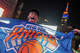 Knicks fans celebrate winning the eastern conference championship against the Cleveland Cavaliers on May 25, 2026 in New York City.  (David Dee Delgado/Getty Images)