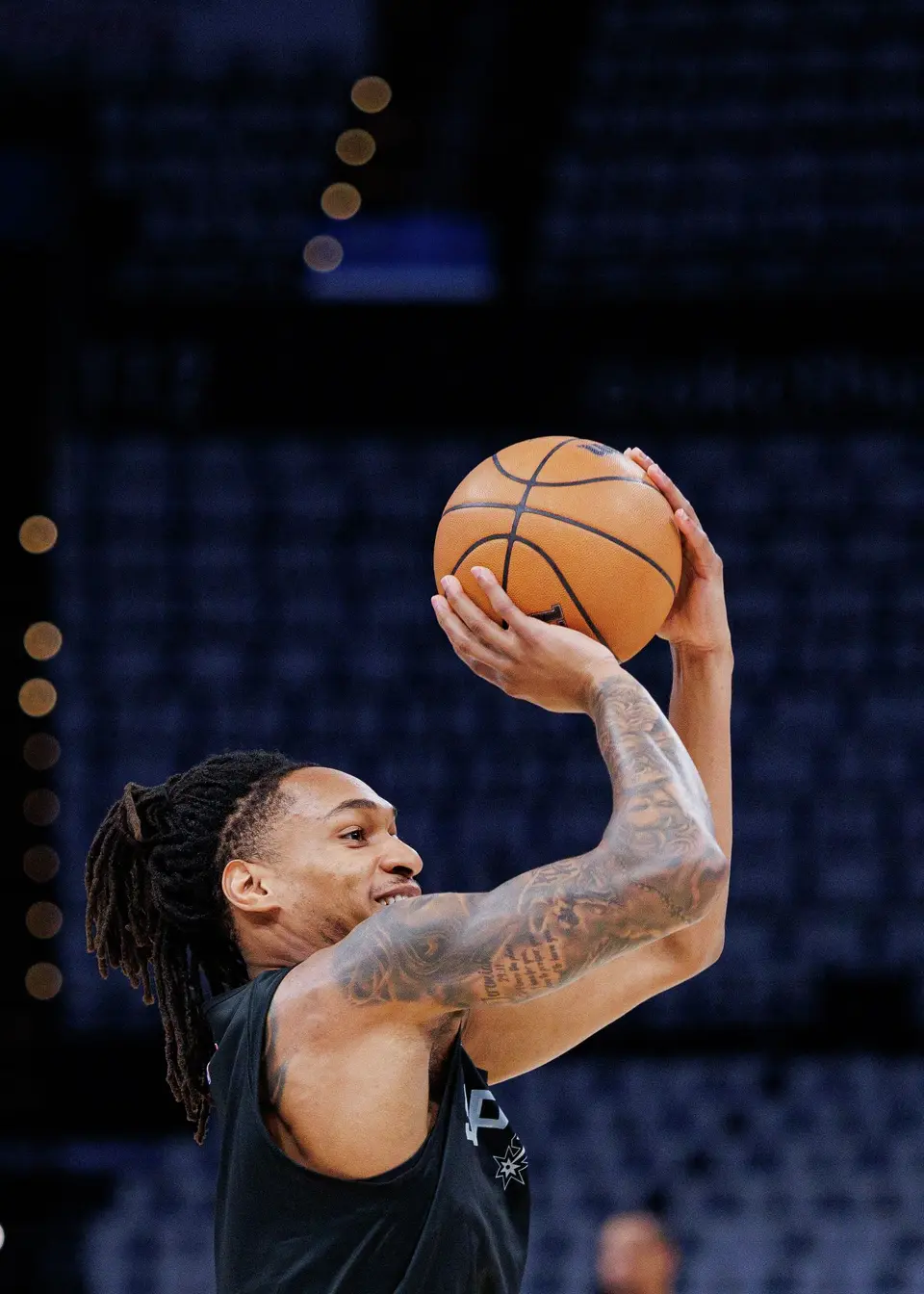 San Antonio Spurs guard Devin Vassell participates in shootaround at Paycom Center in Oklahoma City, Tuesday, May 26, 2026, as the Spurs prepare for Game 5 of the Western Conference Finals against the Oklahoma City Thunder.