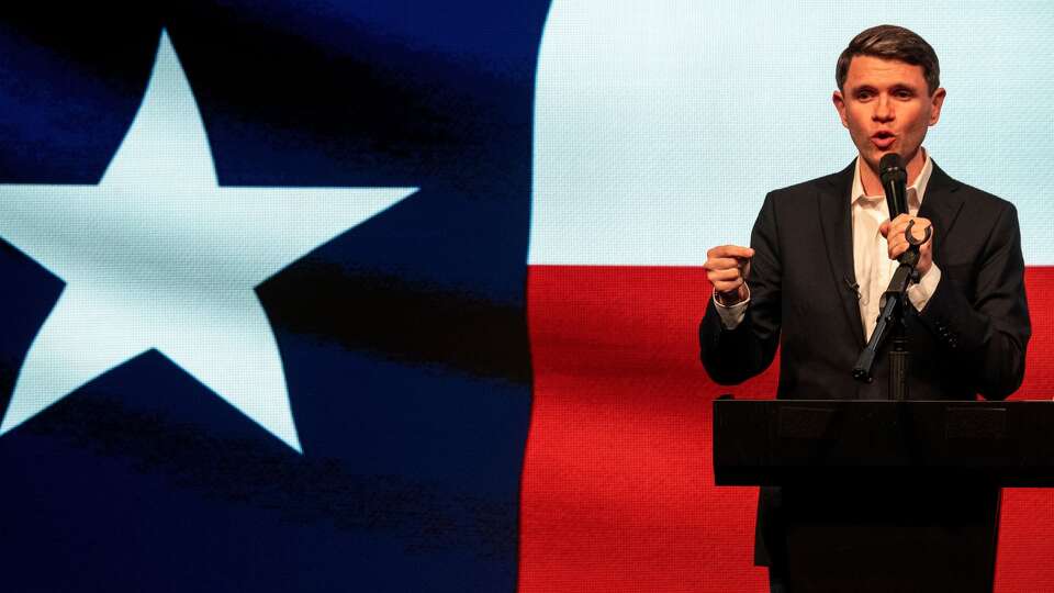 Texas state Rep. and Democratic Senate candidate James Talarico attends a rally in Houston, Wednesday, May 27, 2026.