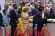 Front row, from left, Equatorial Guinea President Teodoro Obiang Nguema Mbasogo, first lady Constancia Mangue Nsue Okomo, and Equatorial Guinea Vice President Teodoro Nguema Obiang attend a Holy Mass with Pope Leo XIV at the Malabo Stadium in Malabo, Equatorial Guinea, Thursday, April 23, 2026.