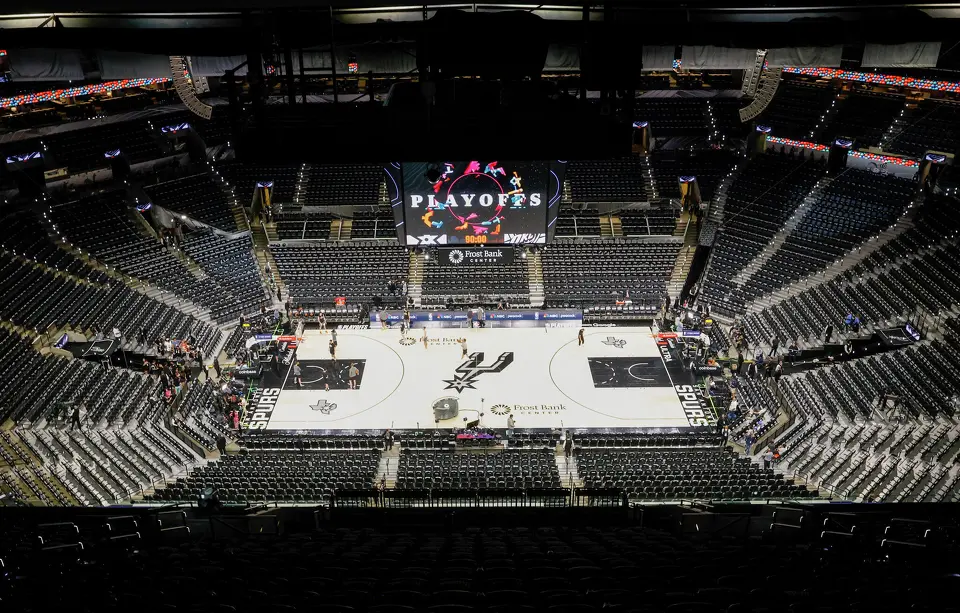 Spurs warmups before Game 6 of the Western Conference Finals at Frost Bank Center in San Antonio, Thursday, May 28, 2026.