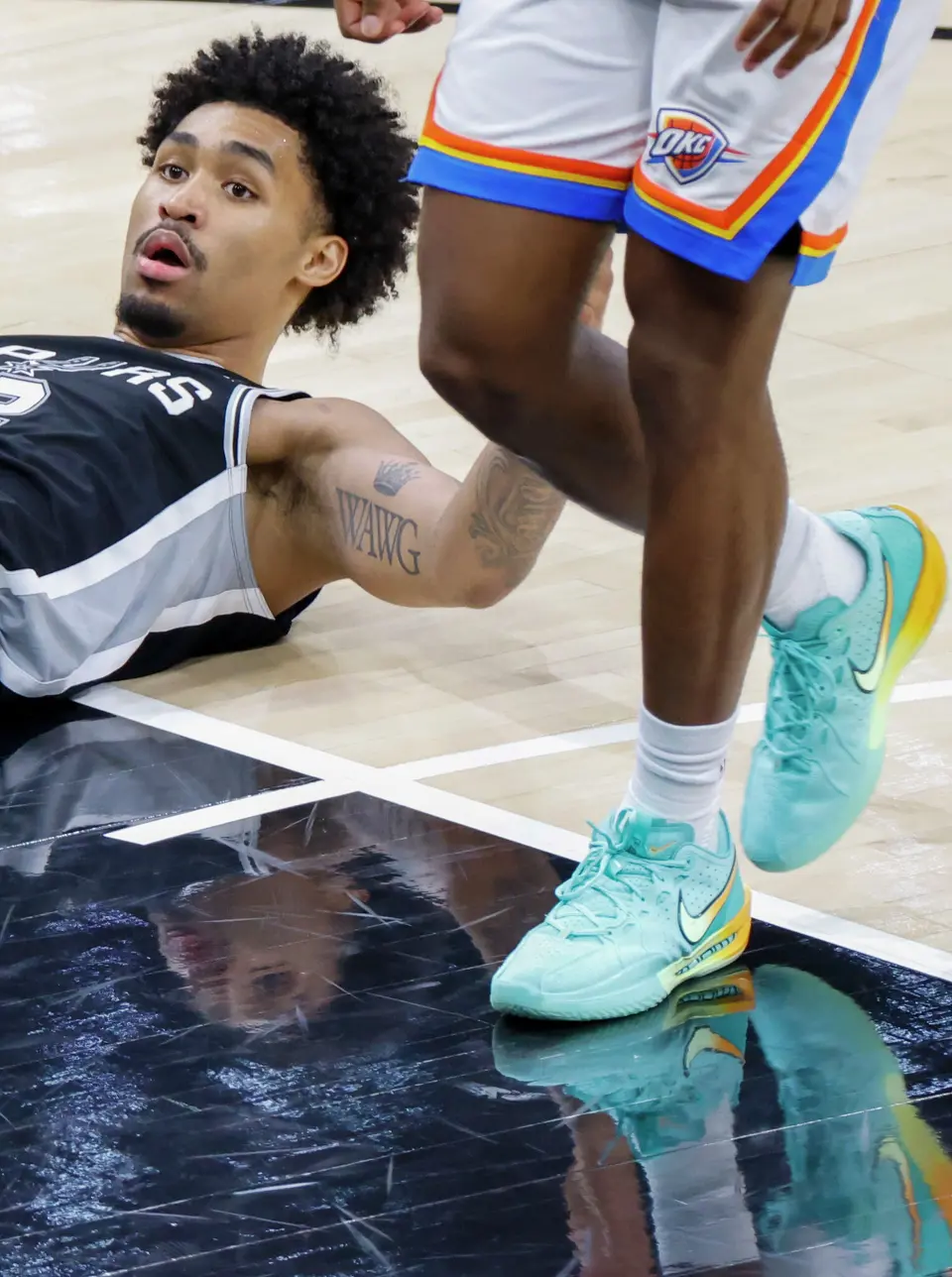 San Antonio Spurs guard Dylan Harper (2) reacts during Game 6 of the Western Conference Finals at Frost Bank Center in San Antonio, Thursday, May 28, 2026.