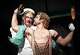 Luke Evans, left, and Josh Rivera appear during a performance of "Richard O'Brien's The Rocky Horror Picture Show" in New York on March 25, 2026. (Joan Marcus via AP)