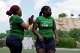 Amelie Nguedia from Cameroon, left, gives the captain's armband after being substituted to Maria Chaffi during a semifinal soccer match against Fostiras Kaisarianis for the Kypseli Mundial in Athens, Greece, on Sunday, May 24, 2026.
