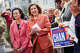 San Francisco Supervisor Connie Chan campaigns alongside Speaker Emerita Nancy Pelosi for the longtime congresswoman’s seat Friday in San Francisco. Pelosi attended “Get out the vote” rallies Friday and Saturday for Chan, whom she endorses as her replacement.