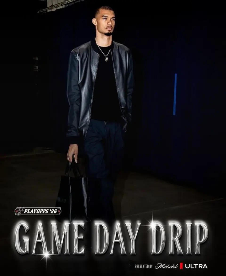 Victor Wembanyama arrives ahead of Game 7 of the Western Conference finals against the Oklahoma City Thunder.