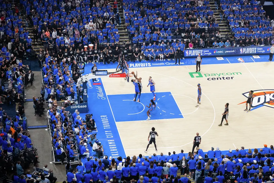 San Antonio Spurs center Victor Wembanyama (1) goes up for a shot during Game 7 of the Western Conference finals at Paycom Center in Oklahoma City, Saturday, May 30, 2026.