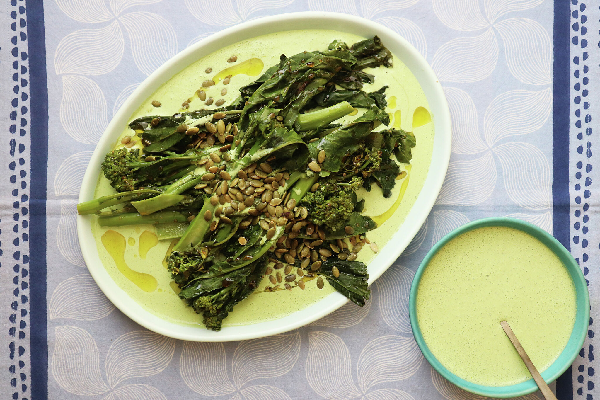 Try this Gai lan (Chinese broccoli) with herbed yogurt recipe