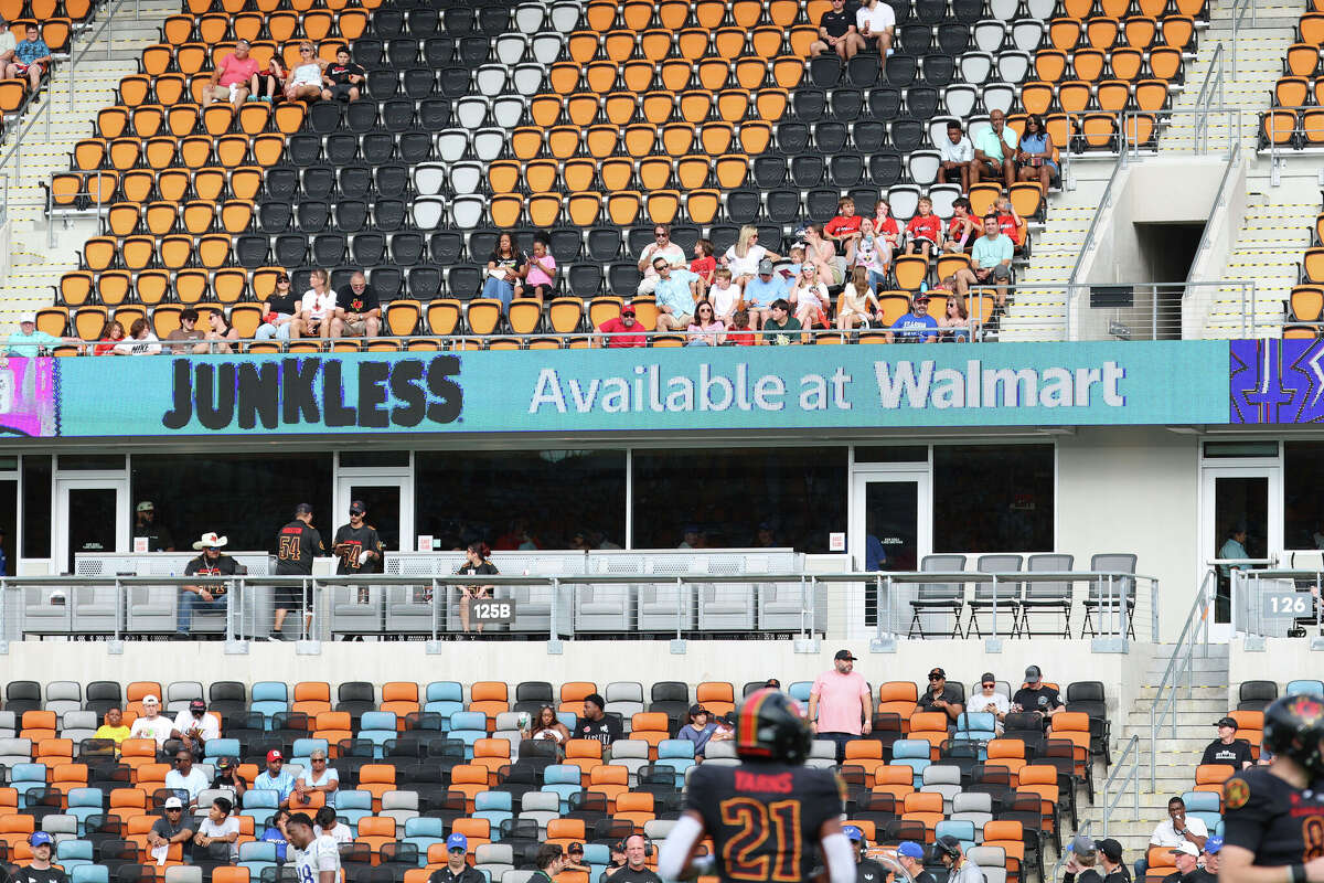 A general view of the stands during the first quarter of the game between the Houston Gamblers and the St. Louis Battlehawks at Shell Energy Stadium.