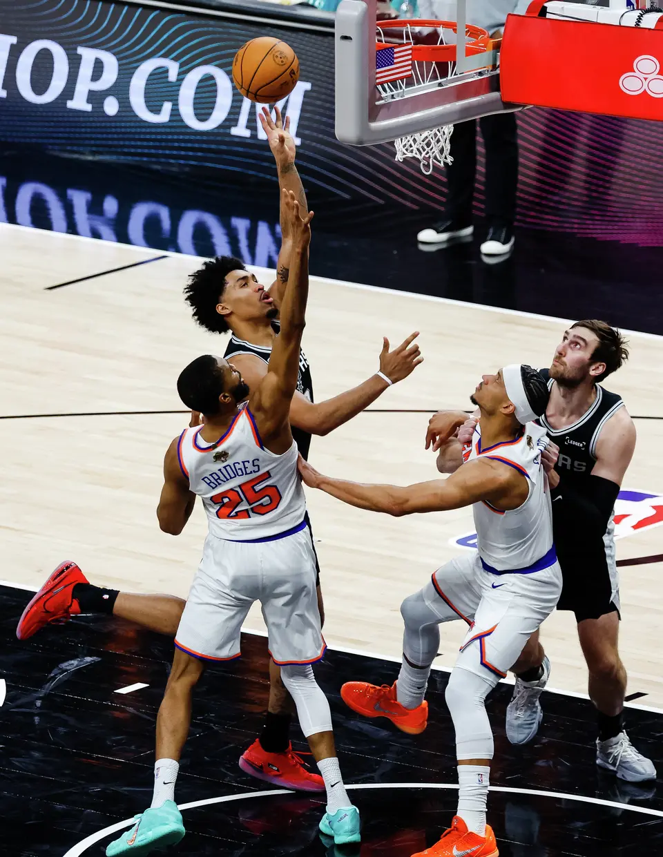 San Antonio Spurs guard Dylan Harper (2) goes up for a shot during Game 1 of the NBA Finals at Frost Bank Center in San Antonio, on Wednesday, June 3, 2026.