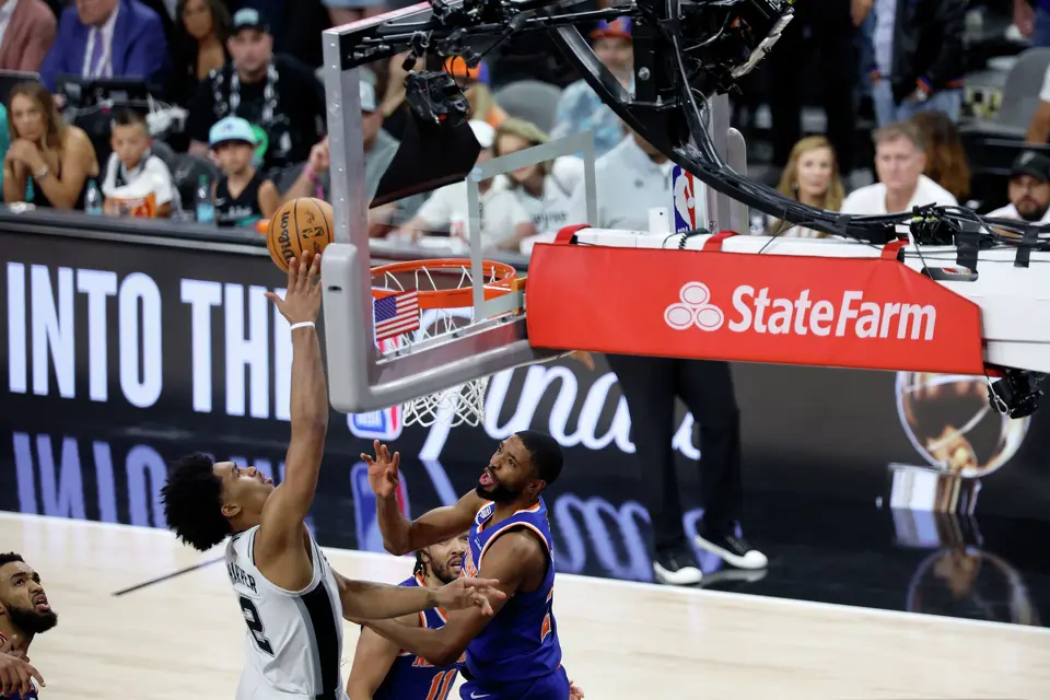during the fourth quarter of Game 2 of the NBA Championship at Frost Bank Center in San Antonio on Friday, June 5, 2026. The Knicks beat the Spurs 105 to 104 to take a 2-0 lead.