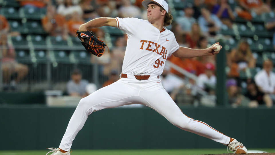 Dylan Volantis struck out 10 and allowed two runs in Texas' opener against Oregon in the super regional.