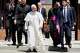 Pope Leo XIV leaves after meeting with Spain's bishops at the Spanish Episcopal Conference in Madrid, Spain, Monday, June 8, 2026.