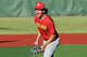 Roxana pitcher Bradley Herrin reacts after striking out a Williamsville batter to strand the bases loaded and send t...
