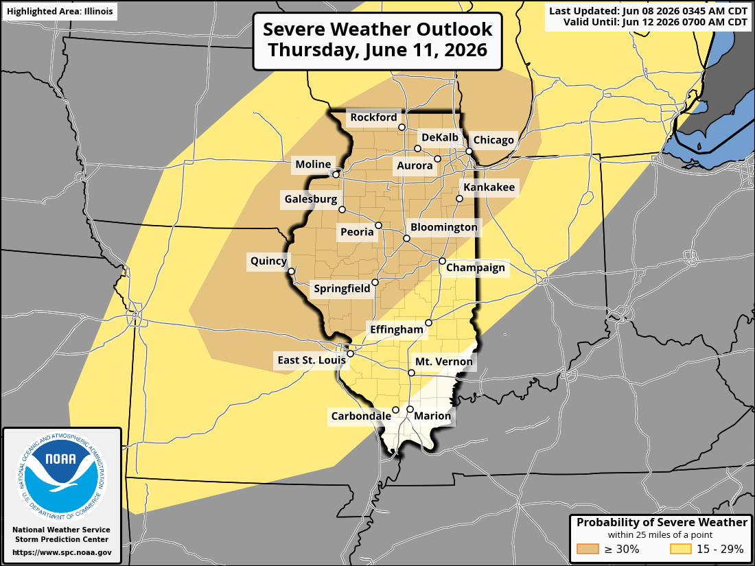 Severe weather likely this week in Illinois