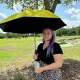 The Breeze Life umbrella combines a built-in fan, water mister, and UPF 50+ canopy in one oversized design.