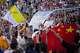 Pope Leo XIV arrives to attend a prayer vigil at Lluis Companys Olympic Stadium in Barcelona, Spain, Tuesday, June 9, 2026.