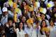 People wait for the arrival of Pope Leo XIV to lead a rosary at the Abbey of Our Lady of Montserrat, in Montserrat, Spain, Wednesday, June 10, 2026.