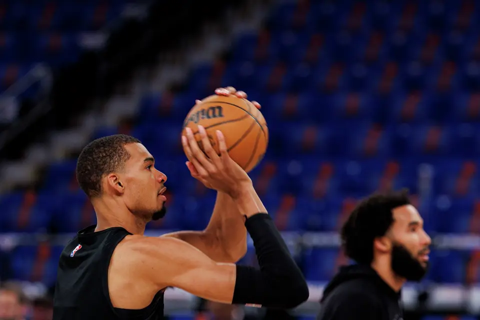 San Antonio Spurs center Victor Wembanyama participates in practice at Madison Square Garden in New York, Wednesday, June 10, 2026, ahead of Game 4 of the NBA Finals against the New York Knicks.