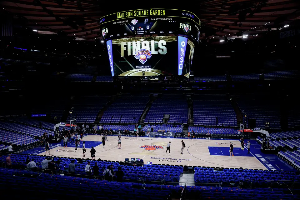 The San Antonio Spurs participate in practice at Madison Square Garden in New York, Wednesday, June 10, 2026, ahead of Game 4 of the NBA Finals against the New York Knicks.