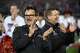 Texas Tech president Lawrence Schovanec applauds former quarterback Patrick Mahomes during Mahomes Ring of Honor ceremony during halftime of an NCAA college football game between Texas Tech and Baylor Saturday, Oct. 29, 2022, in Lubbock, Texas. (AP Photo/Justin Rex)
