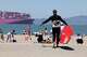 A crowded San Francisco beach during hot weather on Thursday.