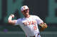 Texas infielder Josh Livingston (15) prepares to compete against Holy Cross during an NCAA regional baseball game on Friday, May 29, 2026, in Austin, Texas. (AP Photo/Stephen Spillman)