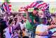 Jesus Torres (center) leaps in the air as he joins fans celebrating a USA goal while watching a broadcast of the Americans facing Paraguay in their World Cup opener at the Dallas FIFA Fan Festival on Friday, June 12, 2026, in .