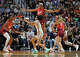 UNCASVILLE, CONNECTICUT - JUNE 13: Leila Lacan #47 of the Connecticut Sun passes away from the pressure from Monique Billings #25 of the Indiana Fever in the first quarter at Mohegan Sun Arena on June 13, 2026 in Uncasville, Connecticut. NOTE TO USER: User expressly acknowledges and agrees that, by downloading and or using this photograph, User is consenting to the terms and conditions of the Getty Images License Agreement. (Photo by Sean D. Elliot/Getty Images)