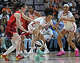 UNCASVILLE, CONNECTICUT - JUNE 13: Leila Lacan #47 of the Connecticut Sun steals the ball from Caitlin Clark #22 of the Indiana Fever in the fourth quarter at Mohegan Sun Arena on June 13, 2026 in Uncasville, Connecticut. NOTE TO USER: User expressly acknowledges and agrees that, by downloading and or using this photograph, User is consenting to the terms and conditions of the Getty Images License Agreement. (Photo by Sean D. Elliot/Getty Images)