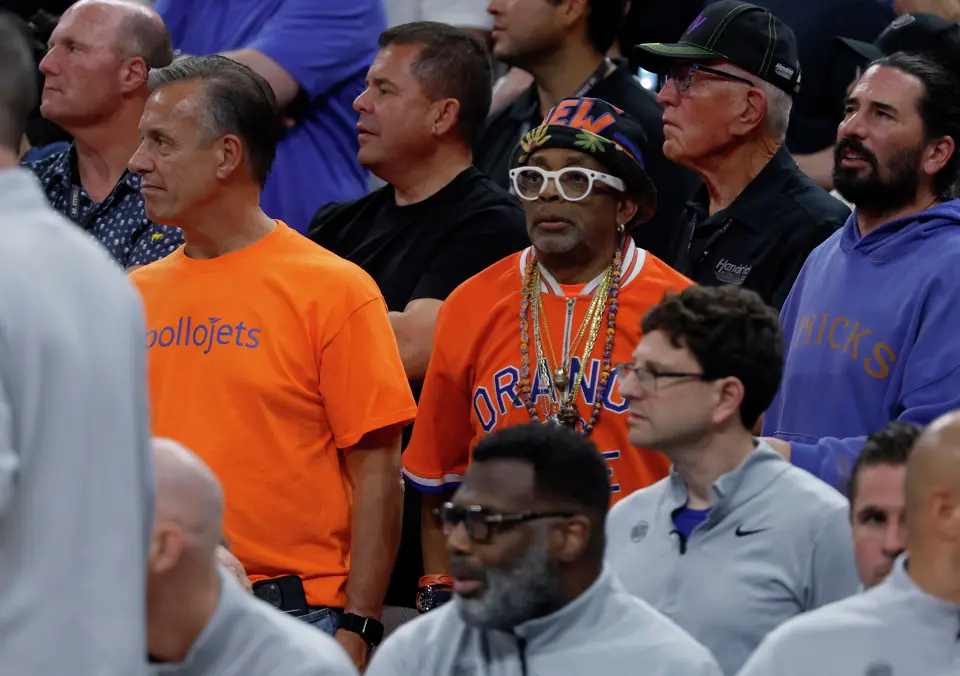 Director Spike Lee watches the second quarter of game five of the NBA Championship at Frost Bank Center on Saturday, June13, 2026.