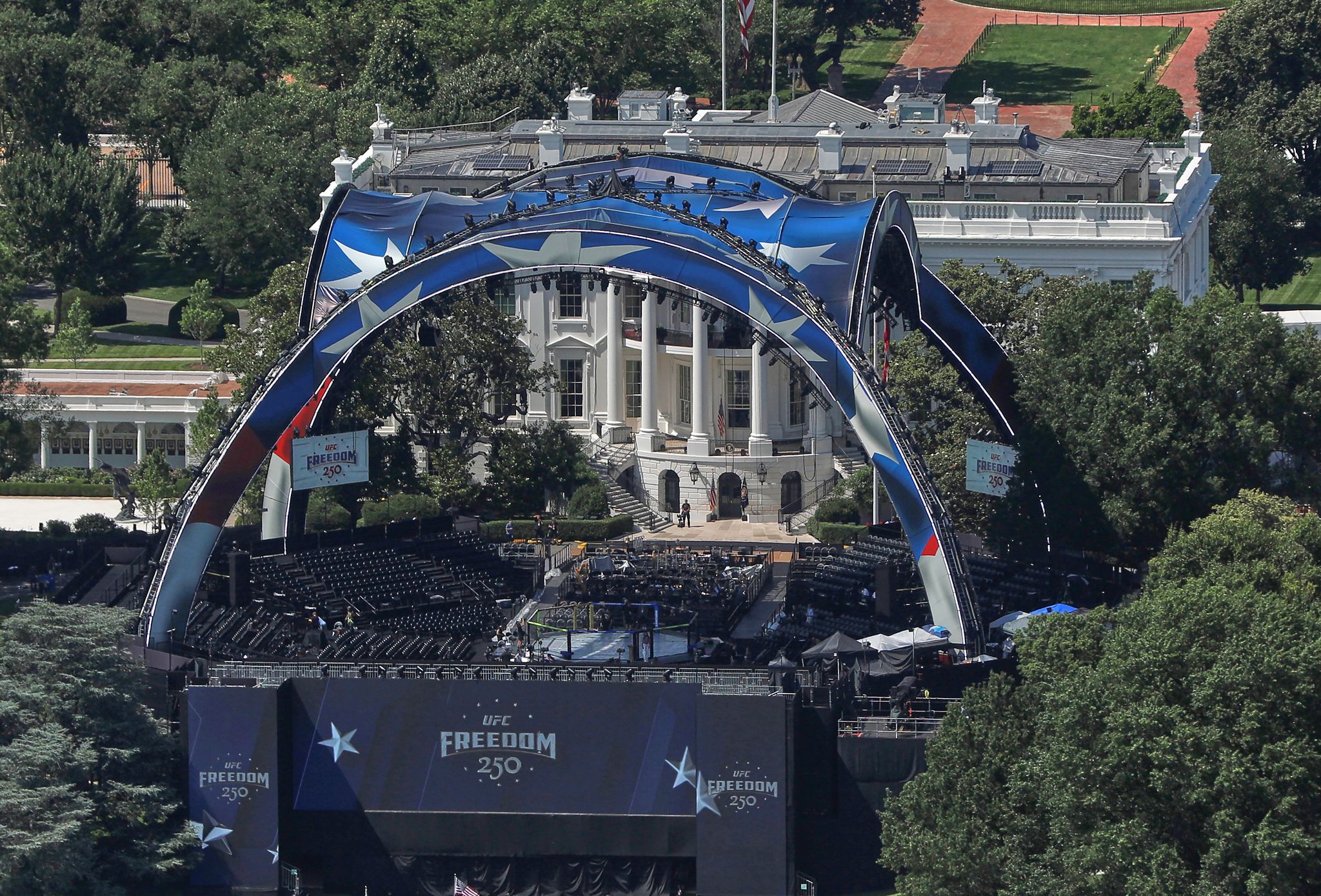 chron.com - The Associated Press - The Latest: Trump celebrates his 80th birthday with a UFC cage fight at the White House